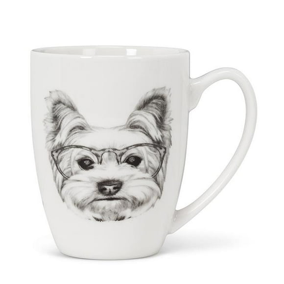 Abbott Collection AB-27-SKETCH-YORKIE 4.25 in. Pen & Ink Yorkie Mug, Ivory & Black