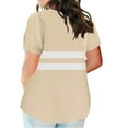 thumbnail image 4 of Lenpel Plus Size Tops for Women Fashion Summer Short Sleeve V Neck Striped Color Block T Shirts Casual Tunic Tees, 4 of 6