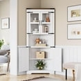 thumbnail image 2 of Studyset Farmhouse Corner Cabinet,Tall Corner Bathroom Storage Cabinet with Glass Door & Adjustable Shelves,Corner Storage Cabinet,Bathroom Cabinet with Storage for Living Room,Kitchen,Bathroom, 2 of 7