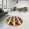 thumbnail image 4 of Ahgly Tapis Rond Lavable en Machine Intérieur Transitionnel Rouge Brun, 5 Pieds Rond, 4 of 7