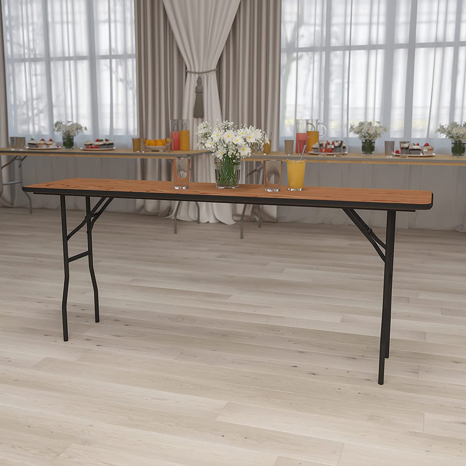 48 inch WFT Series Birch Wood Square Folding Table - Rubber