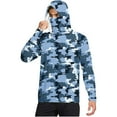 thumbnail image 2 of DDAPJ pyju Fishing Shirts for Men Hooded Sun Shirt with Mask Long Sleeve UPF 50 Rash Guards Cooling Lightweight Camouflage Hoodies Blue L, 2 of 6