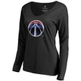 thumbnail image 2 of Women's Black Washington Wizards Midnight Mascot Long Sleeve V-Neck T-Shirt, 2 of 3