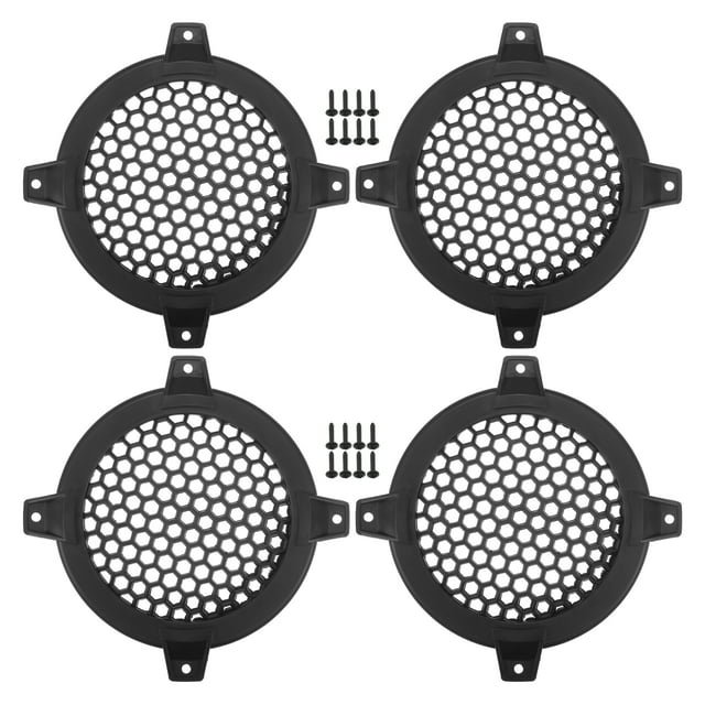 Unique Bargains 4 Pcs 4' Car Speaker Grills Cover Mesh 4 Inch Audio Subwoofer Protector with Screws ABS Black