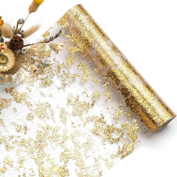 Glitter Mesh Gold Table Runner 11"x108", Gold Runner for Table Wedding Christmas Party Table Decor, 3 Pack