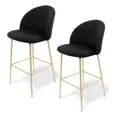 thumbnail image 2 of Silla Alta Terciopelo Negro con Patas Doradas - Bancos para Barra Moderno y Elegante Sillaa Altas para Cocina, Bar y Comedor Set de 2 piezas, 2 of 10