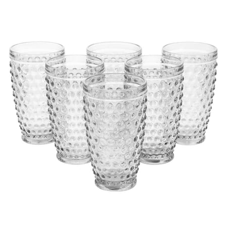 6-Piece 14.3 fl. oz. Hobnail Handmade Glass Tumbler Set in Clear
