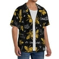 thumbnail image 4 of KLL Hohey Bee Golden Embroidery Print Men's Shirt Short Sleeve Button Down Summer Cuba Beach Shirts- 4X-Large, 4 of 7