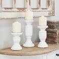 thumbnail image 2 of DecMode 3 Candle White Mango Wood Turned Style Pillar Candle Holder, Set of 3, 2 of 7