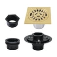 thumbnail image 5 of Kingston Brass BSFK4267PB Watercourse 4-Inch Brass Square Grid Shower Drain with Flange in Polished Brass, 5 of 5
