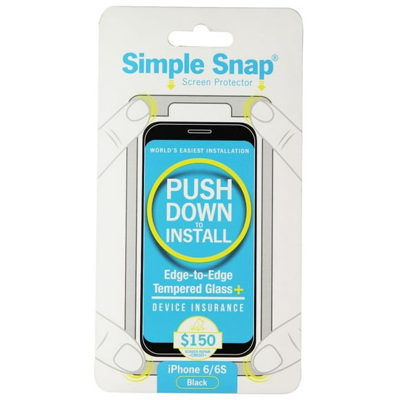 Simple Snap Tempered Glass Protector for Apple iPhone 6s and 6 - Black/Clear
