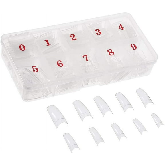 Haobase 500 Pcs Acrylic Artificial False Nail DIY UV Gel Acrylic False Nail Art Tips (Clear French)