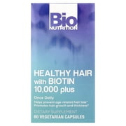 Bio Nutrition Healthy Hair with Biotin 10,000 Plus, 60 Vegetarian Capsules