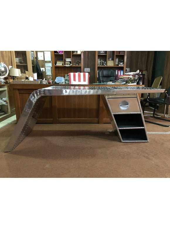 Aviator Wing Desk Aluminium Table Aviator Furniture (Right, 60 Inches)
