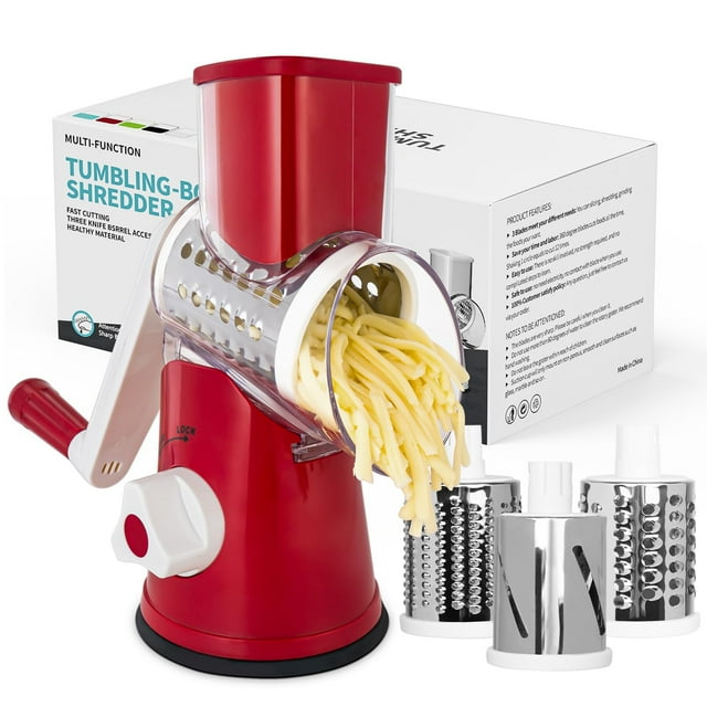 Rallador de Queso Giratorio X Home Rojo con 3 Cuchillas