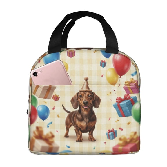 Dog Lunch Bag Cute Insulated Lunch Box For Women Men Reusable Cooler Tote With Front Pocket Handheld Meal Prep Bag For Work Office Picnic Travel