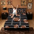 thumbnail image 3 of meiyoeat Cartoon Football Queen Sheets for Boys, Field Sport Queen Sheet Sets, Black Brown, 4-Piece, 1 Flat Sheet, 1 Fitted Sheet and 1 Pillowcase, 3 of 5