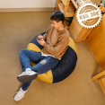 thumbnail image 5 of Big Joe Fuf 4Ft Foam Bean Bag Chair with Removable Cover for Kids, Teens, Collegiate Blue/Gold Velveteen, Durable Woven Polyester, 4 foot Large Reading and Gaming Seat, 5 of 10