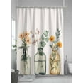 thumbnail image 5 of Floral Shower Curtain, Eucalyptus Leaf Daisy Bottle Bathroom Decor Curtains Set with Hooks, Gold Sage Green Waterproof Fabric Home Accessories， Stall 36 X 72 Inch, 5 of 6