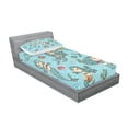 thumbnail image 2 of Ambesonne Cartoon Fitted Sheet & Pillow Sham Set, Marine Creatures Art, Twin, Teal Orange, 2 of 2