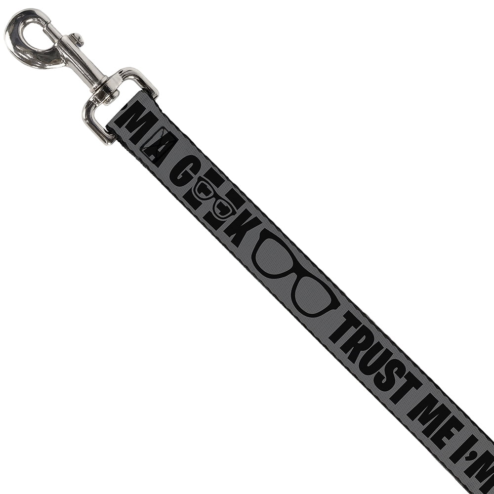 Buckle-Down Pet Leash, Dog Leash, Im A Geek Glasses Gray Black, 6 Feet Long 1.0 Inch Wide