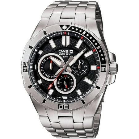 Mens Kinetic Black Dial - Men's Black Dial Dive-Style Watch, Stainless Steel Bracelet