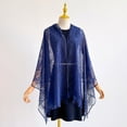 thumbnail image 5 of 1 Piece Hollow Lace Shawl for Women, Tassel-Trimmed Sun Protection Cover-Up with Open Front Design for Beach & Vacation Dark Blue, 5 of 6