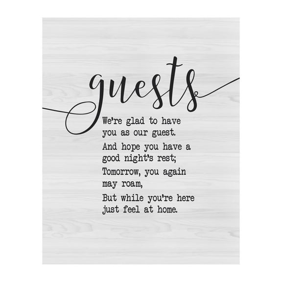 Welcome Wall Art Print - "Guests We're to Have You" Sign - Rustic Farmhouse Guest Room Decor - Entryway or Foyer Typography Wall Art Poster for Home