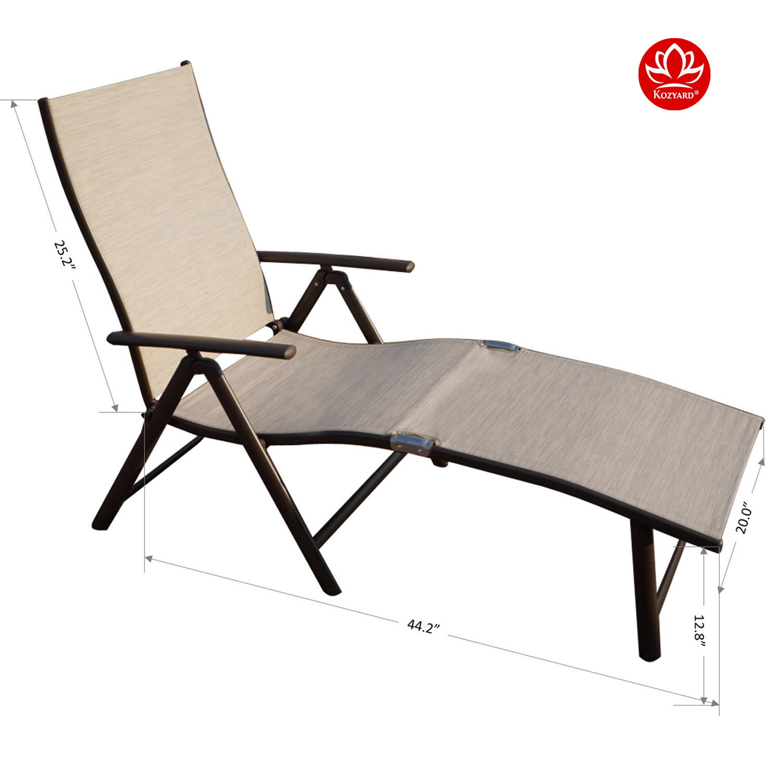 kozyard cozy aluminum beach yard pool folding reclining adjustable chaise lounge chair
