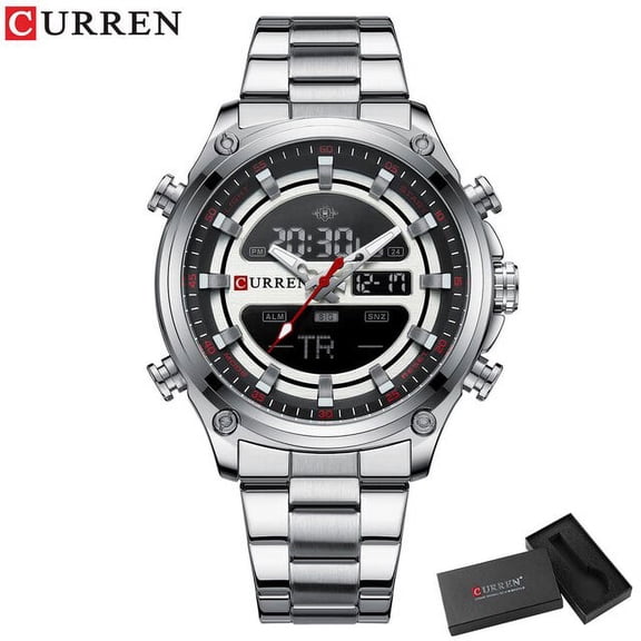 Curren New Fashion Digital Quartz Watches Men Led Display Stainless Steel Wristwatches Chronograph Alarm Male Clock - Quartz Wristwatches
