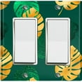 thumbnail image 1 of Metal Light Switch Plate Cover Tropical Jungle Palm Leaves Yellow Green JGL004, 1 of 14