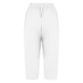 thumbnail image 5 of VBVC Women's Cotton Linen Wide Leg Pants,Ladies Drawstring Waist Pleated Pocket Casual Trousers,Lightweight Summer Lounge Cropped Sweatpants For Women,White,S-3XL, 5 of 10