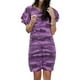 thumbnail image 4 of Vestido de mujer Camiseta larga con estampado de camuflaje Vestido suelto de manga corta, Morado, S sidaley AP002154-17, 4 of 6