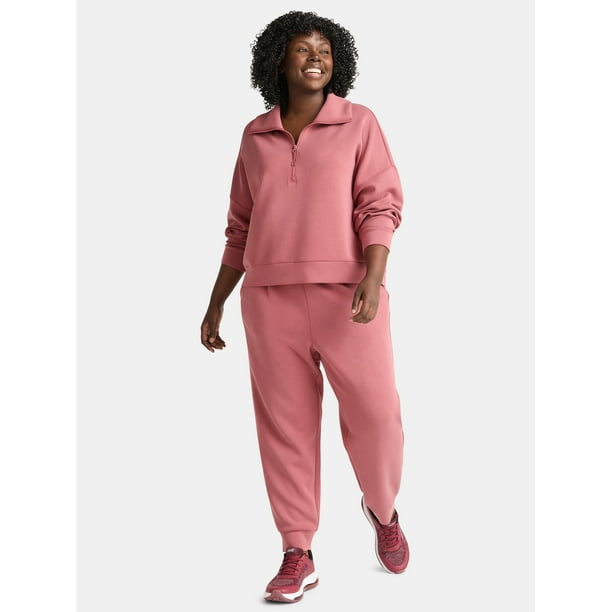 Avia Women's and Women's Plus ScubaKnit Quarter Zip Pullover