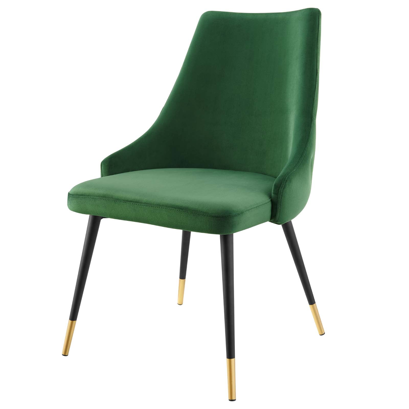 Emerald Velvet Upholstered Side Chair with Metal Accents