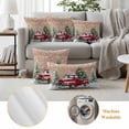 thumbnail image 6 of Christmas Red Truck Outdoor Waterproof Pillow Covers, Winter Farmhouse Snowflakes Wooden Grain Decorative Rectangle Throw Pillowcase Sofa Cushion Sham for Patio/Couch/Chair, 20"x12" 2 Pack, 6 of 8