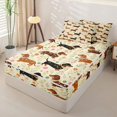 thumbnail image 3 of Manfei Kawaii Scarf Puppy Zipper Twin Comforter Sets with Fitted Sheet and 2 Pillowcases, Garden Floral Zipper Bedding Set, Brown Cream, Reversible, 4-Piece, 3 of 7
