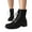 Black, variant on Square Toe Motorcycle Boots for Women Low Heel Lace up Casual Short Riding Boots Booties