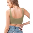thumbnail image 3 of URBAN DAIZY Women's Seamless Front Lace Cover Removable Padded Sports Bra Wirefree Comfort Yoga Crop Tank Top Bralette Cami A08_NT6632 Light Olive 2X/3X, 3 of 7