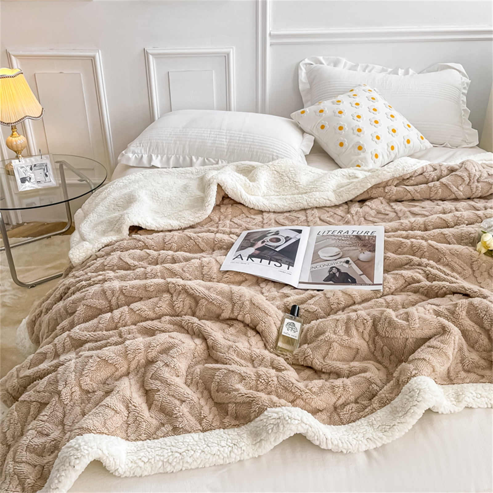 Move Over Beige Brown Tufted Throw Blanket 47x79 inch Soft Sherpa Fleece  Throw Blanket Microfiber Bed Blanket for Sofa Couch Bed - Walmart.com