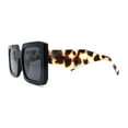 thumbnail image 3 of Womens Mod Designer Square Rectangle Fashion Sunglasses Black Beige Tort Black, 3 of 4