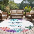 thumbnail image 4 of Summer Sea Coral Round Area Rug 6Ft Washable Circle Rugs for Bathroom Office, Nautical Coastal Seaweed Starfish Watercolor Non-Slip Carpet Floor Mats Indoor Outdoor Carpet Runner Aesthetic Home Decor, 4 of 8