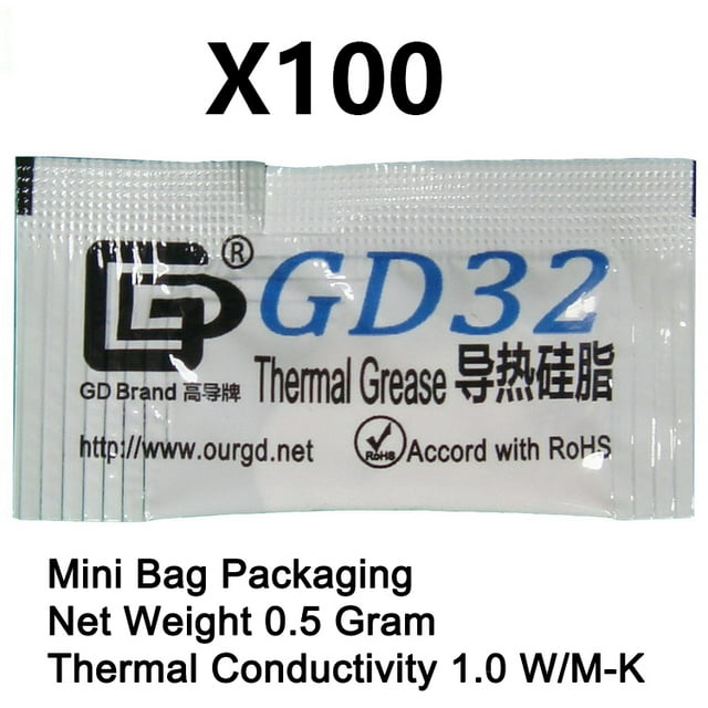 100 Pieces 0.5g Mini Bag Packaging GD Brand Series GD900 Thermal Grease Paste CPU Heat Sink Compound MB05 GD32-MB05 100 Pcs