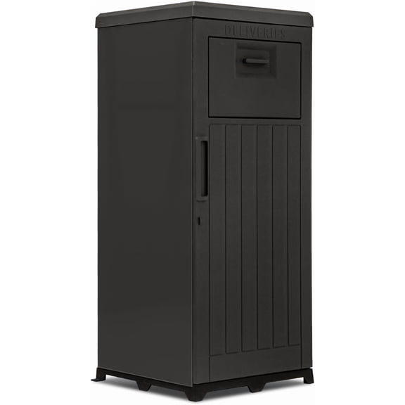Domi 60-Gallon Outdoor Package Delivery Box - Weatherproof Double-Wall Resin, Lockable Parcel Drop Box for Porch/Curb
