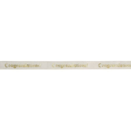 Wrights 3/8" Congratulations Sheer Ribbon-White & Metallic Gold