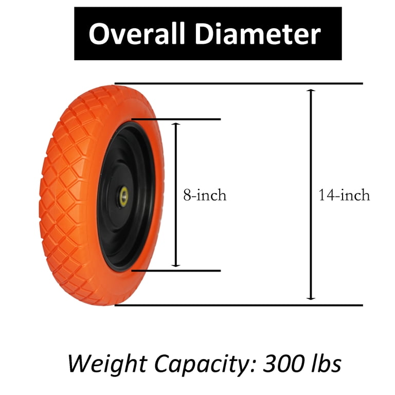 20 Inch Flat Free Tire And Wheel – 3/4 & 5/8 Bearings, Replacement For Rusty