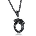 thumbnail image 1 of Collar con anillo eterno de dragón con cola de mordida de acero de titanio y colgante de dragón vintage, 1 of 5