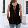 thumbnail image 6 of Womens Solid Color Tank Top V Neck Tops Cami Tank Tops Hem Tie Back Sleeveless Backless Shirts Black, 6 of 9