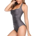 thumbnail image 2 of Plus Size Swimsuit For Women Women'S Swimwear Bottoms Womens Two Pieces Bikini One Shoulder Bandeau High Cut Swimwear Padded Bathing SuitGreyXL, 2 of 4