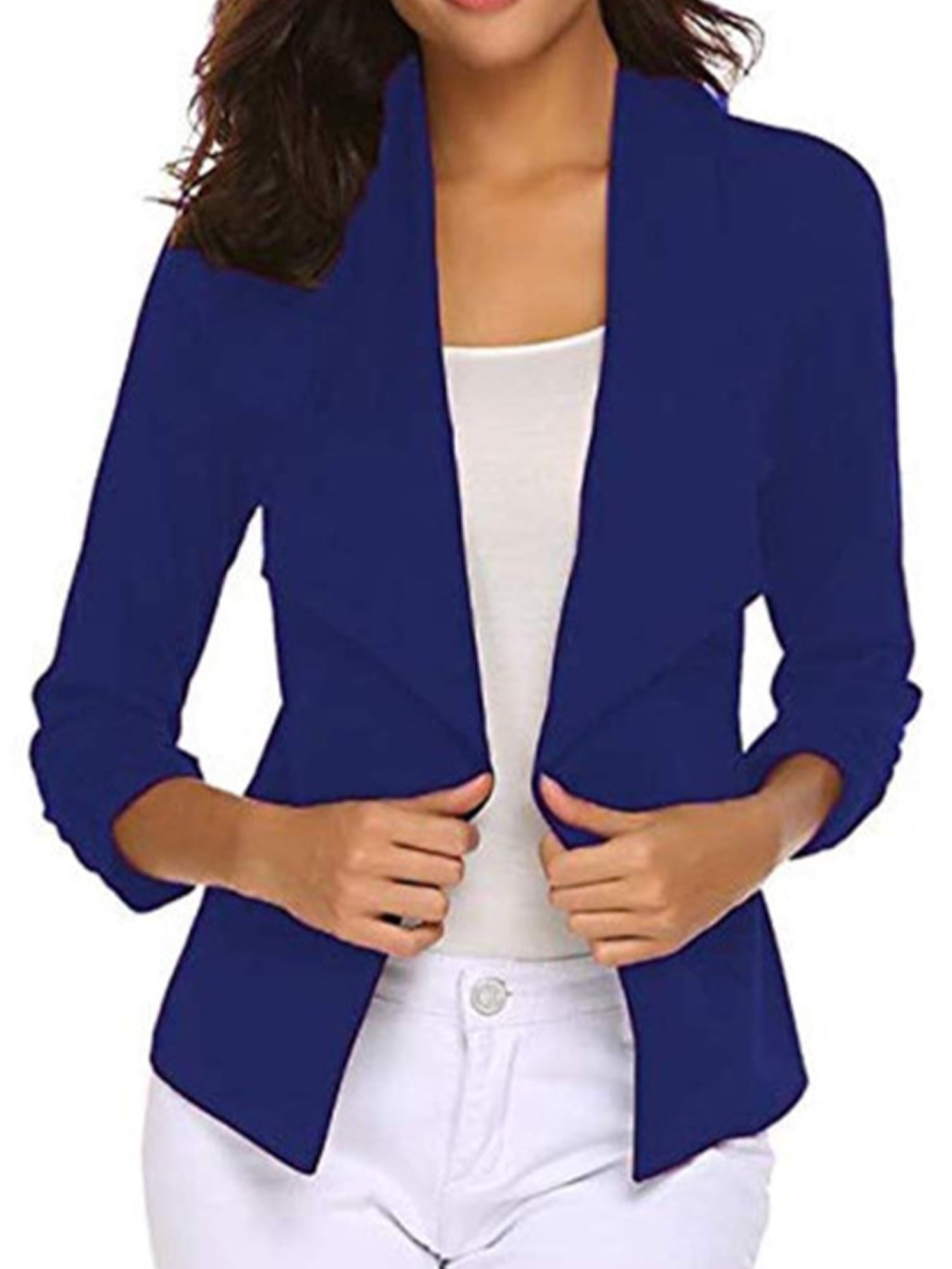 Frontwalk Women Blazer Business Casual Coat Solid Color Work Office